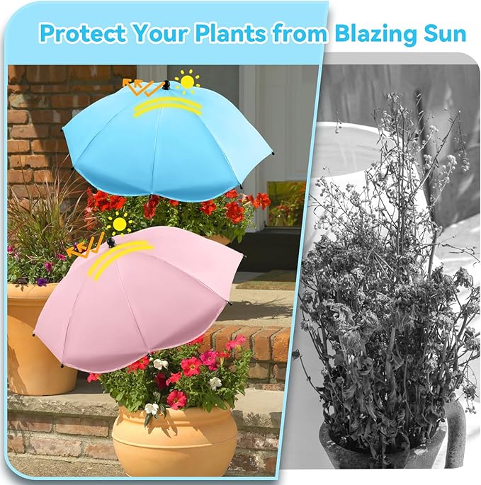 Plant Umbrellas for Outdoor Plants, 26" Larger Plant Shade for Potted Plants and Garden Beds, 40" Adjustable Angle Sun Protection Shade Cover Garden Umbrella for Plants, Flowers, Vegetables