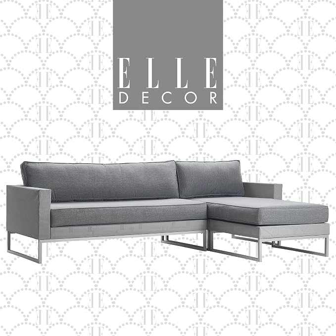 Elle Decor Tropez Mesh Outdoor Patio Furniture Collection with Metal Frame Sectional, Gray