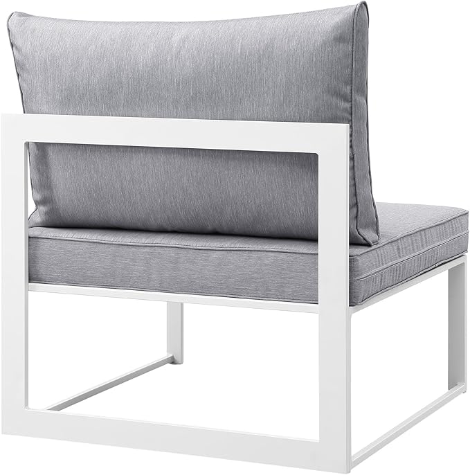 Modway Fortuna Aluminum Outdoor Patio Armless Chair in White Gray