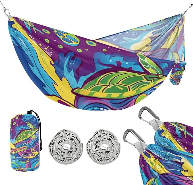 Cartoon Color Whalurtle 330lb Capacity Outdoor Hammock with Portabl Carry Bag Fabric Hammock for Indoor Outdoor Patio hamaca para acampar