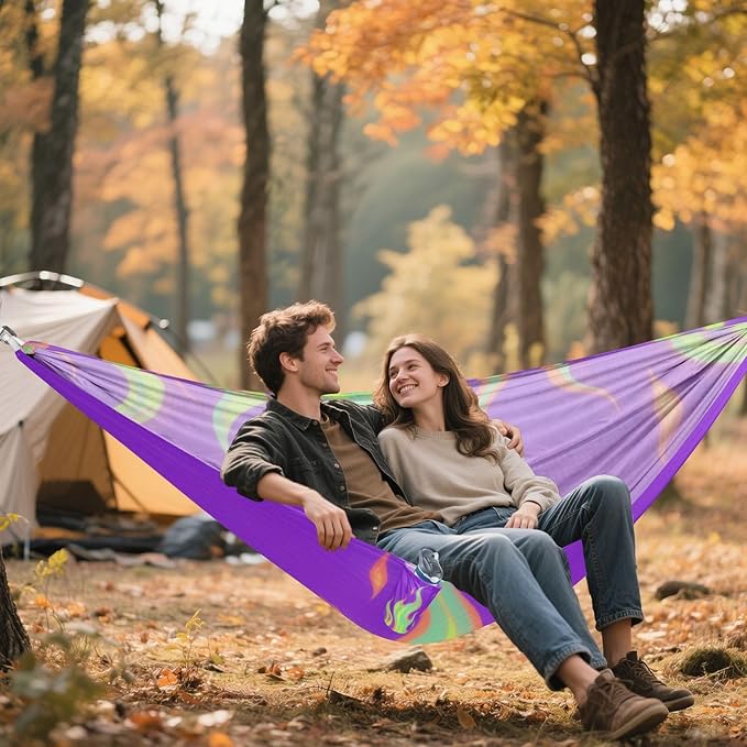 Purple Fluorescent Cool Flame 330lb Capacity Outdoor Hammock with Portabl Carry Bag Rope Hammock for Outside Patio Garden soporte para hamacas para adultos