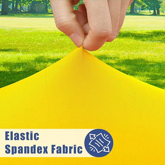 Moosfor Spandex 5 Foot Rectangle Table Cloth 2 Pack, Elastic Fitted Tablecloths for Picnic, Stretch Washable Patio Table Cover for Outdoor, Camping, Banquet and Parties (Yellow, 30"x60")