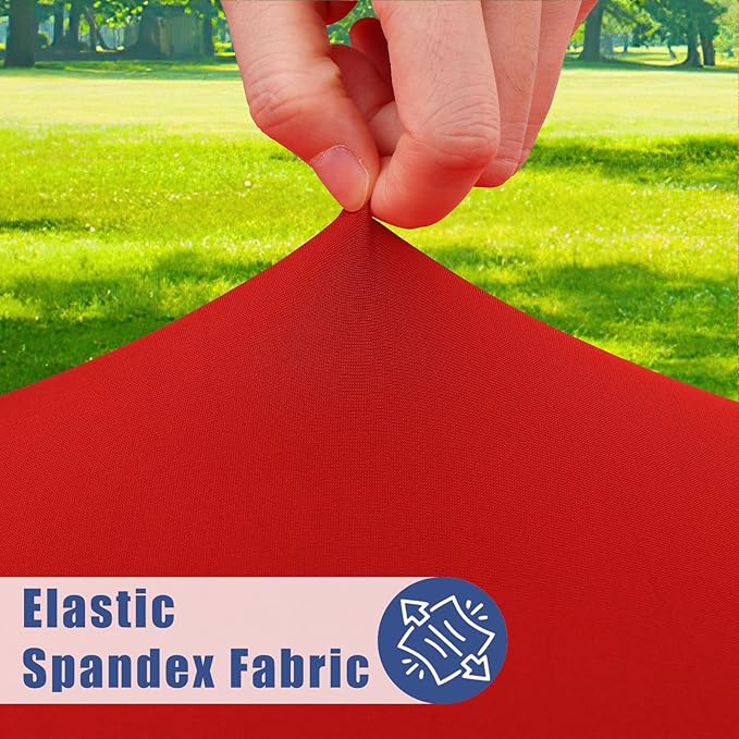 Moosfor Spandex 4 Foot Rectangle Christmas Table Cloth 2 Pack, Elastic Fitted Tablecloths for Picnic, Stretch Washable Patio Table Cover for Outdoor, Camping, Banquet and Parties (Red, 24"x48")