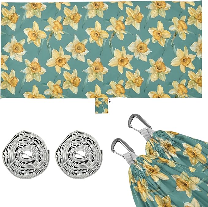 Camping Hammock Outdoor Hammocks for Outside Daffodils Watercolor Beach Trees Portable Lightweight with Pockets Tree Straps Indoor Small