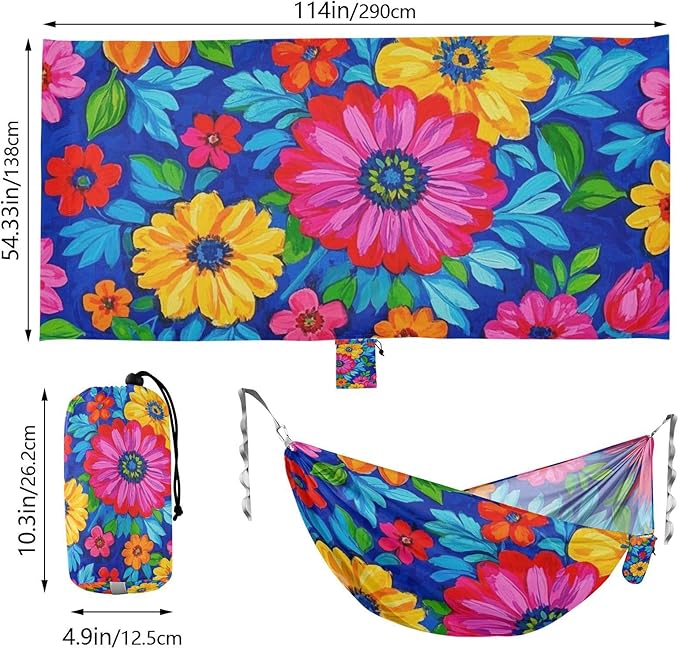 Colorful Retro Bohemian Style Flowers 330lb Capacity Outdoor Hammocks Cloth Hammock for Outside Beach Patio Garden hamaca para Patio Exterior
