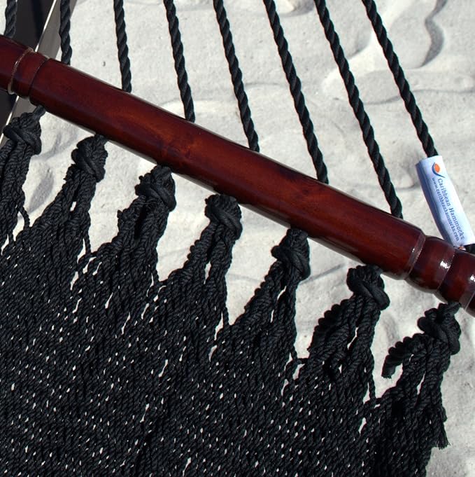 Double Caribbean Hammock - Soft-Spun Polyester - 48 inch (Black)