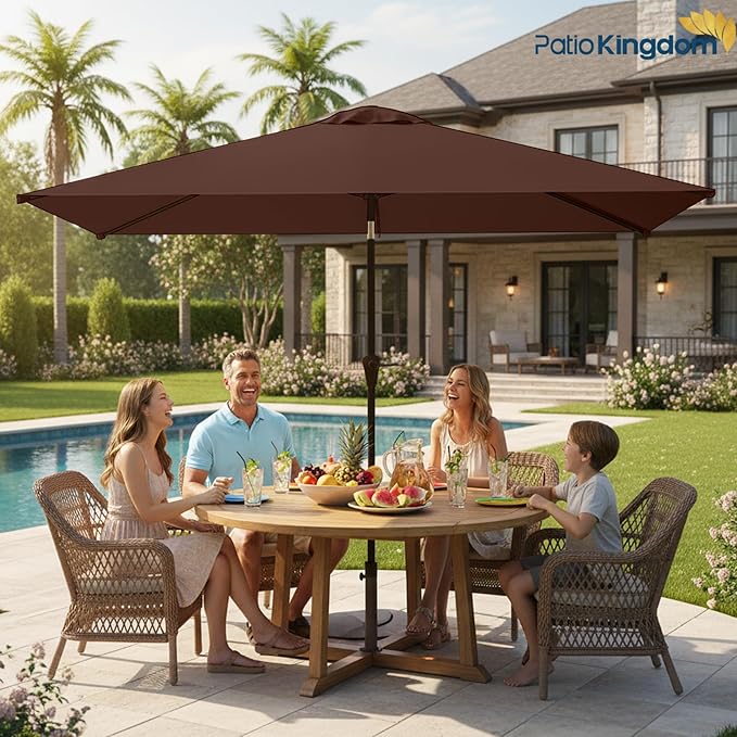 6.5'x10' Rectangular Patio Outdoor Umbrella,Large Coverage with Push-Button Tilt & UV Protection,Sturdy Ribs for Deck,Lawn,Pool,Backyard