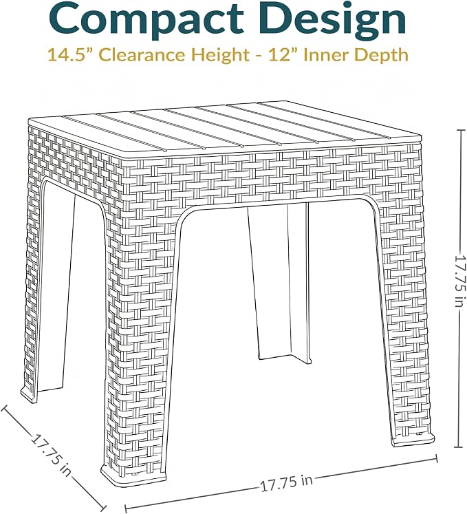 Sunnydaze Adirondack Small Outdoor Side Table for Balcony Essentials - Plastic Square End Table for Outside Patio - Set of 2 - White