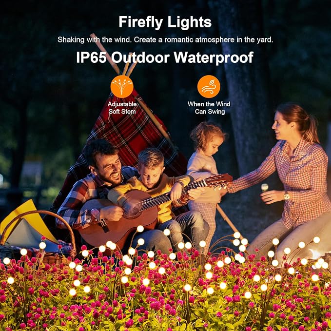 ASMAD Solar Lights Outdoor(8 Pack-64 LEDs),Solar Garden Lights,Fairy Lights | Firefly Light for Garden Decor, Outdoor lights, Outdoor Decor, Patio Decor, Gifts for Women, Gifts for Grandma, Big Bulb