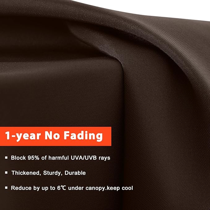 MASTERCANOPY Valance Patio Umbrella 10 ft Replacement Canopy for 8 Ribs-Brown Canopy Only