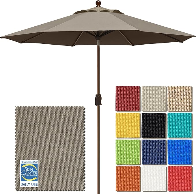 EliteShade USA 10-Year-Non-Fading 9Ft Market Patio Umbrella, UPF 50+ UV Protection Performance Sun Umbrella, Heavy Duty Commercial Grade Outdoor Table Umbrella with Crank & Tilt, Windproof Vented Top for Garden, Pool, Deck and Outdoor Playsets, Taupe