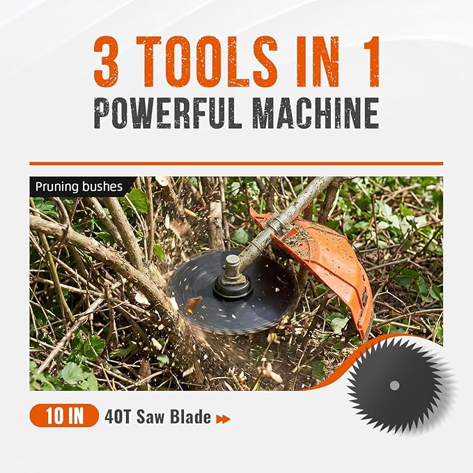 Baotree 52cc Gas Trimmer Edger Mower, 3 in 1 Grade Weed Wacker, Powerful 2 Stroke Gas String Trimmer Yard Tool, Carb Compliant Lawn Equipment, Quick Start Grass Cutter