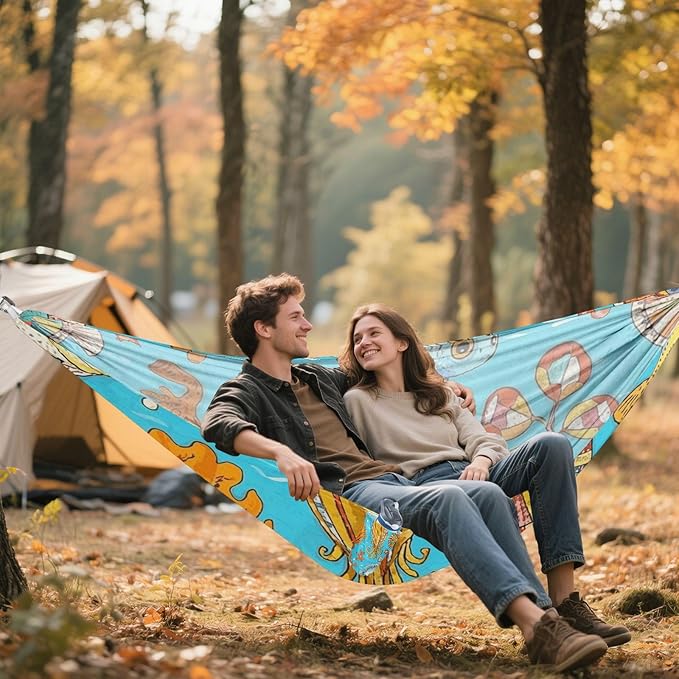 Retro Sea Fish Cuttlefish Blue 330lb Capacity Camping Hammocks with Portabl Carry Bag Portable Hammock for Camping & Hiking Essential capas para la Lluvia