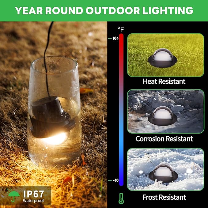 3000K Landscape Well Lights, 6 Pack 6W 420LM LED Low Voltage 12V In-Ground Lights, IP67 Waterproof Aluminum Oil-Rubbed Bronze, Single-Side Lighting Outdoor for Pathway, Lawn