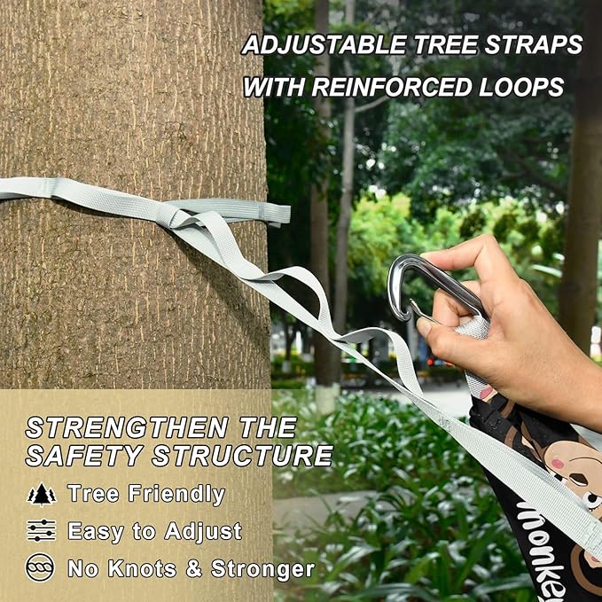 Camping Hammock Outdoor Hammocks for Outside Monkey Cute Black Beach Trees Portable Lightweight with Pockets Tree Straps Indoor