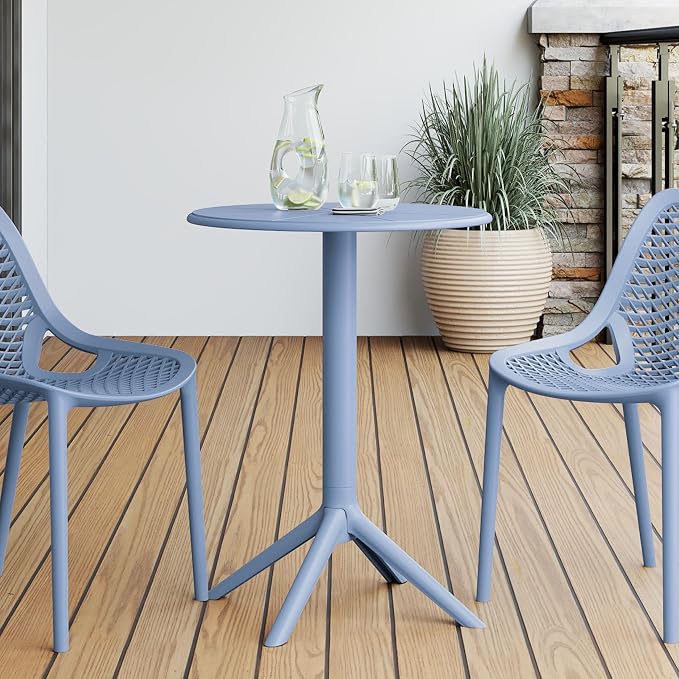 WestinTrends Playa 23.5" Outdoor Polypropylene Resin Round Patio Bistro Dining Table for 2, French Blue