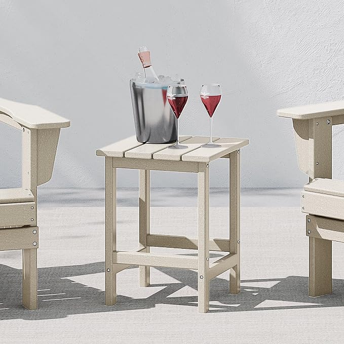 WestinTrends Malibu Square Outdoor Side Table for Adirondack Chair, Sand