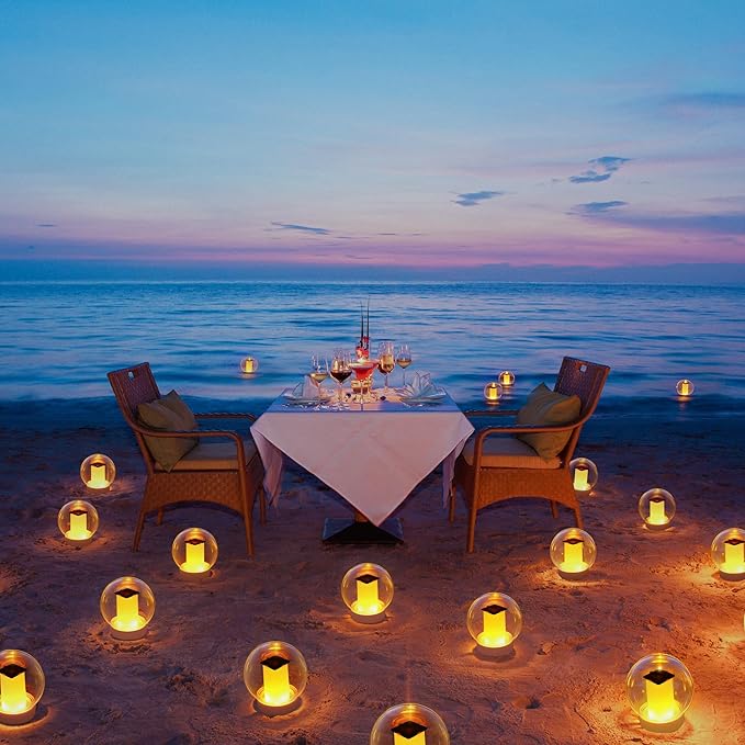Floating Lights Solar Powered Globes for Pool, Pond, Patio & Hot Tub – Outdoor Lanterns Look Like Candles or Torches, Fun Decorations & Cool Gifts for Adults, Pool Toys & Must-Have Decor (1 pcs)