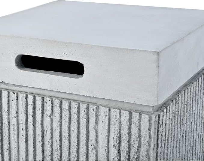 Polibi Outdoor Propane Tank Cover with Square Side Table & Fluted Texture, 100lb Capacity Weather-Resistant Enclosure for Standard 20 lb Tanks, Gray