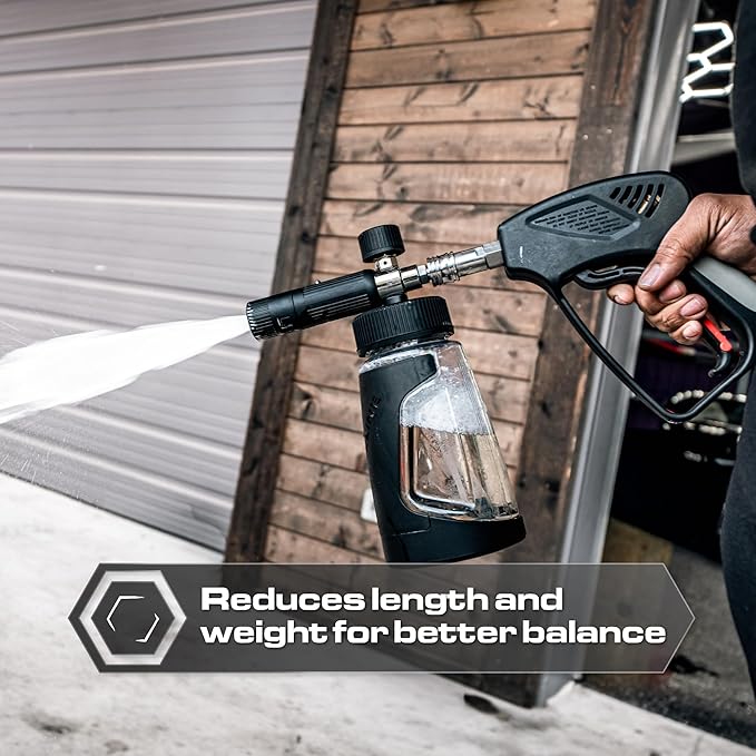Blackline Snub Nose Pressure Washer Gun - 5000 PSI Snub Nose Pressure Washer Gun with Modern Quick Connect Attachments