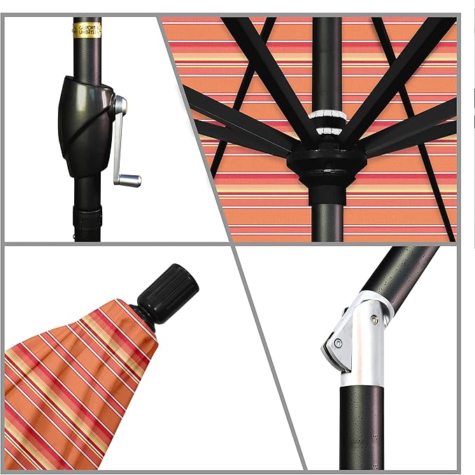California Umbrella 7.5' Round Aluminum Market Umbrella, Crank Lift