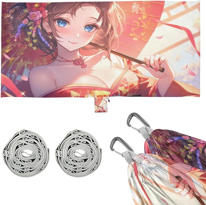 Japanese Girl Anime Beauty Outdoor Hammock Foldable Cloth Hammock for Outside Patio Garden
