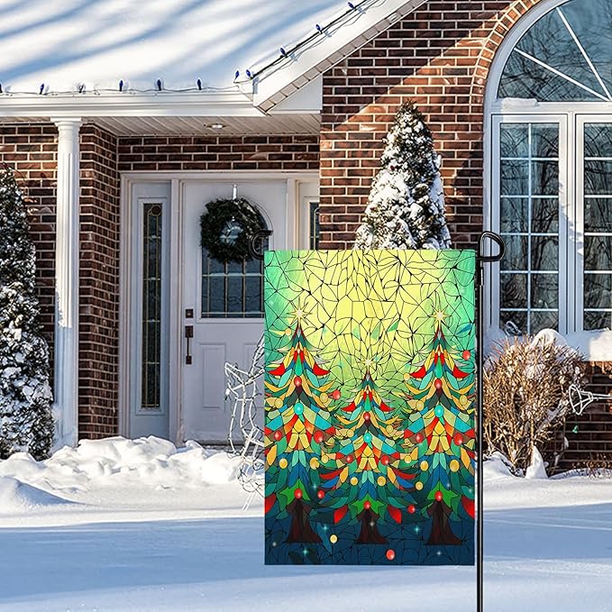 Christmas Garden FLag 12X18 IN Double Sided Christmas Trees Garden Flags for Xmas Winter Holiday Farmhouse Yard Outside Decoration
