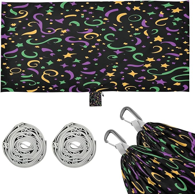 Hammocks for Outside Carnival Ribbon Camping Hammock Portable Hammocks with Tree Straps and Carry Bag Camping Accessories for Hiking Beach Outdoor