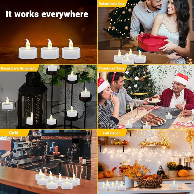 200 Pack LED Tea Lights Bulk, 200+ Hours Long Lasting Battery Operated Flameless Candles for Wedding Centerpieces, Proposal Decorations, Valentine's Day & Event Decor (Warm White)