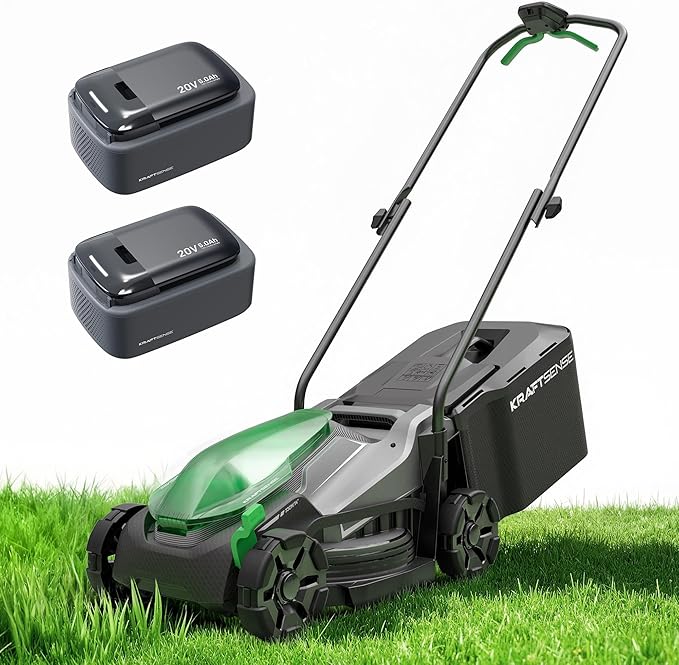 Cordless Lawn Mower for Small Yards, 13.5 Inch Push Mower Capable of Cutting Up to 6,000 Sq Ft Per Charge, 9.6 Gallon Grass Bag for Less Cleanup, Quiet Brushless Motor, 40V 5.0Ah Battery Included