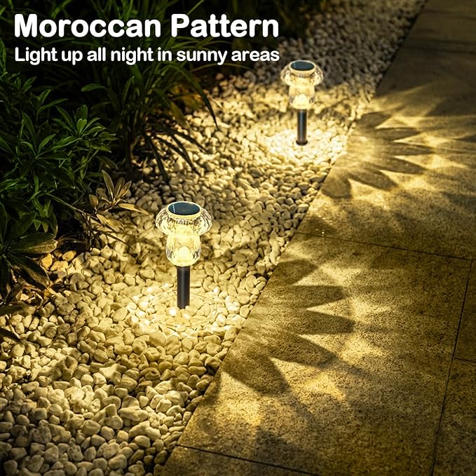 Solar Pathway Lights Outdoor 8 Pack Mushroom Garden Lights Waterproof Solar Powered Yard Lighting for Landscape, Driveway, Path, Walkway, Patio, Outside Garden Decorations, 3000K Warm White