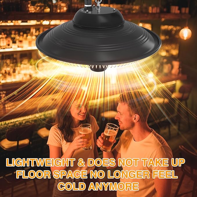 Hanging Patio Heater 1500W/750W, IP34 Waterproof Electric Patio Heater, Ceiling Mount Heater Infrared Gazebo Heater, Heater for Garage Indoor Outdoor Use for Porch Balcony