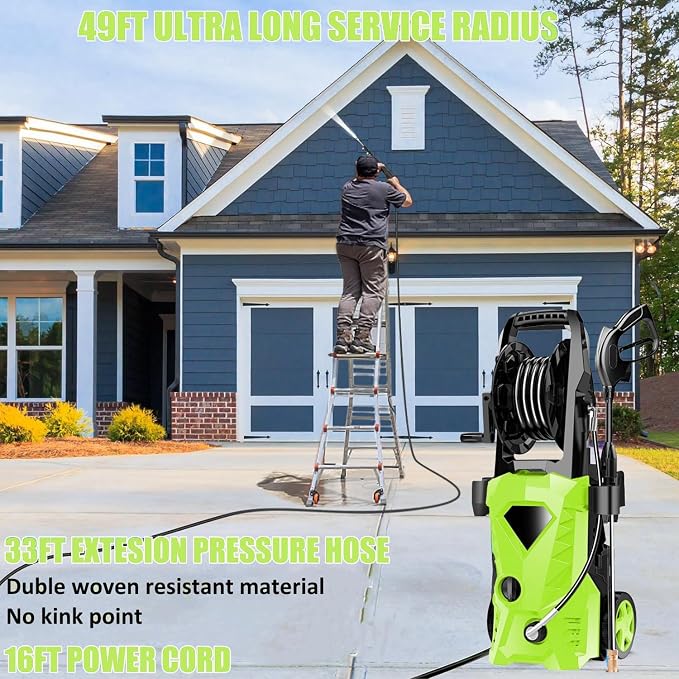 5000PSI Electric Pressure Washer 2026 2.8GPM High Power Washer with 4 Pressure Nozzle and Soap Bottle for Home, Car Washing, Fence Cleaning, Patio (Green)