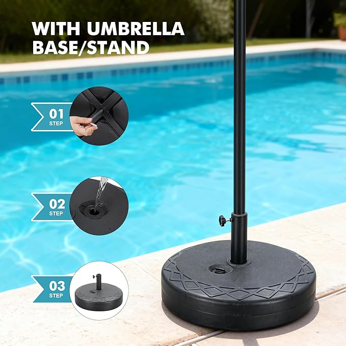 Ainfox 13ft Large Patio Umbrella with Base, Double-Sided Big Outdoor Umbrella for Poolside