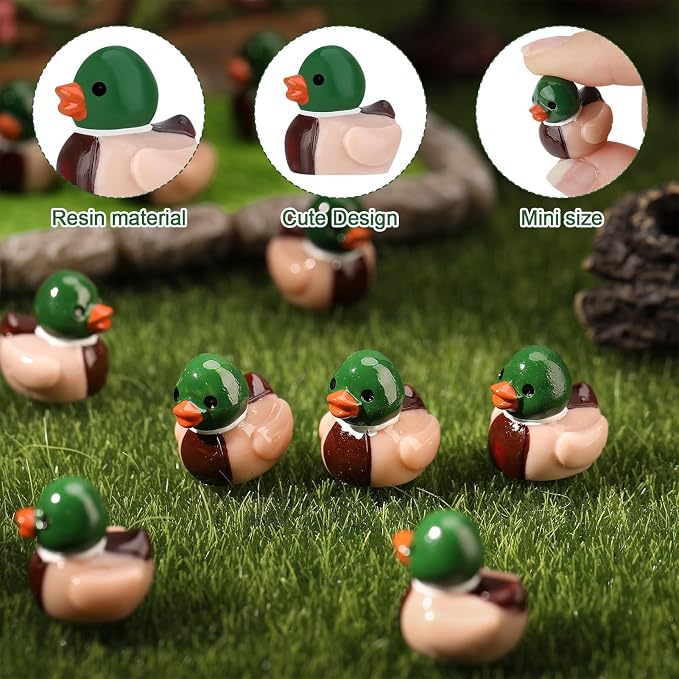 50 Pcs Mallard Ducks, Mallard Resin Ducks, Unique Mallard Duckies, Mini Mallard Resin Ducks Decor, Nature Birds Lovers Duck Hunting Decoration for Ducky Birthday Party Favor Gift