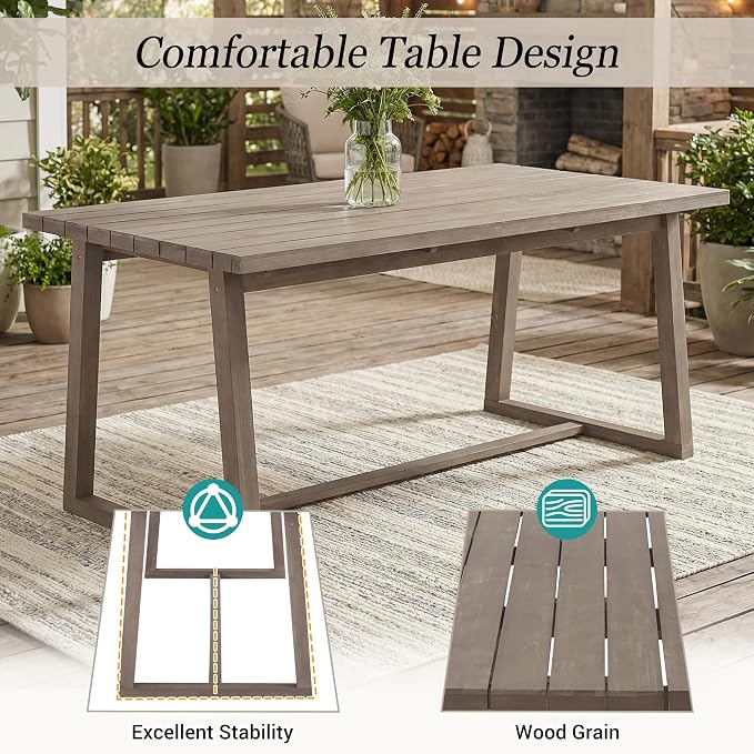 RUNNA Outdoor Dining Set 7-Piece Outdoor Dining Set Patio Table and Chairs Set Modern Outdoor Furniture Set for Patio, Backyard,Garden (Beige+Brown#31)