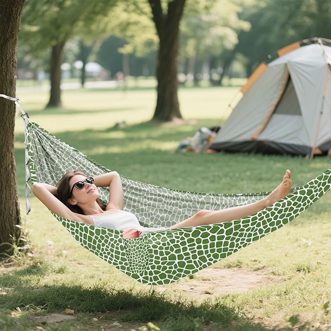 Camping Hammock Outdoor Hammocks for Outside Lizard Skin Green Beach Trees Portable Lightweight with Pockets Tree Straps Indoor
