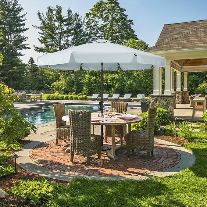 ABCCANOPY 10Ft Outdoor Patio Umbrella Garden Table Umbrella Market Umbrella with Tilt Adjustment and Crank for Garden, Deck, Backyard and Pool, 8 Sturdy Ribs, Ash Gray