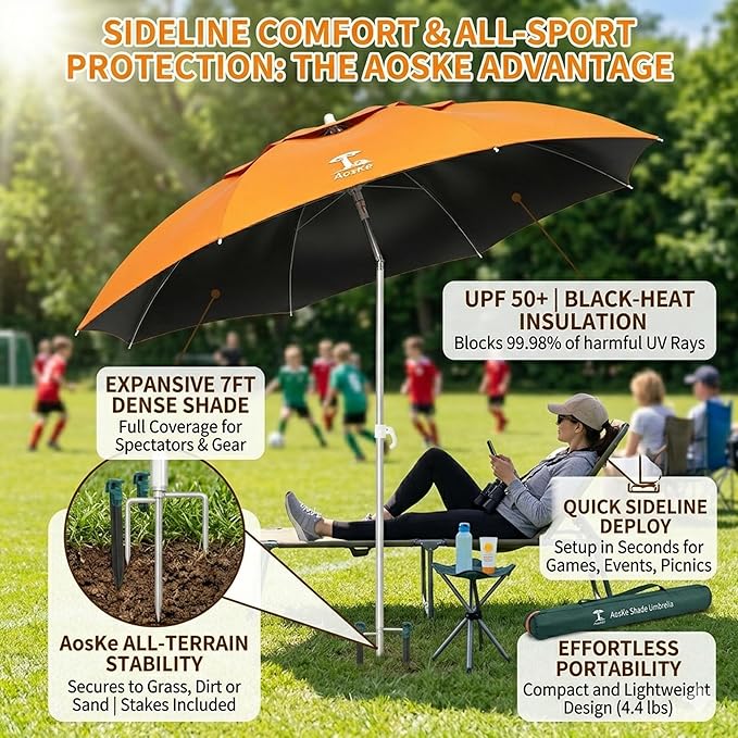 7ft Beach Umbrella, Portable Wind Beach Umbrellas for Sand with Anchor and Carrying Bag, UPF50+ UV Protection Outdoor Sunshade Umbrella,Tilt Sun Shelter for Beach Patio Backyard