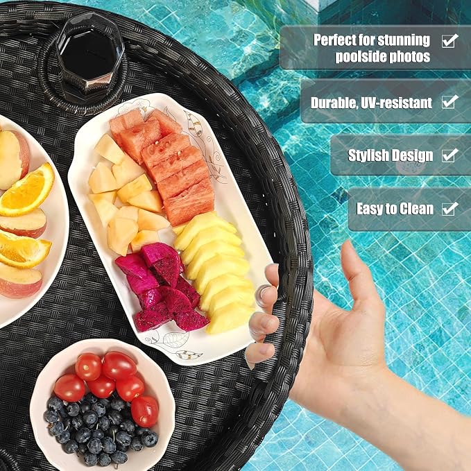 Floating Tray for Pool，Floating Pool Tray, Floating Tray - Floating Pool Table, Ideal for Food & Drinks - Floating Table for Pool - Essential Floating Food Tray for Pool Activities(Round)
