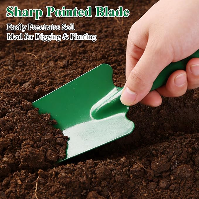 Garden Trowel, Heavy Duty Hand Trowel for Gardening, Metal Garden Shovel Digging Tool with Pointed Blade and Ergonomic Handle for Planting, Weeding and Transplanting