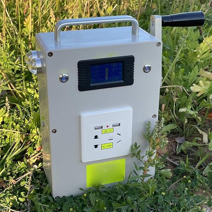 Emergency Hand Generator, 500W Portable Manual Crank Generator with Charger, 30W/150W Output, LED Emergency Light, Ideal for Outdoor Use, Reliable Home Backup Power Supply