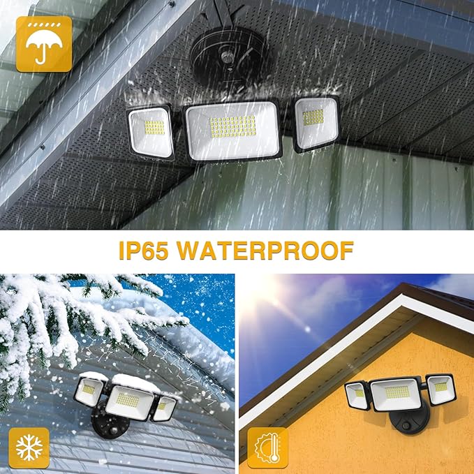 Onforu Dusk to Dawn Outdoor Lighting,70W Security Lights with Remote,7000LM Flood Lights Outdoor Wired,IP65 Waterproof Lights Fixture,2Modes 3 Adjustable Heads Photocell Light for Garage Patio Yard