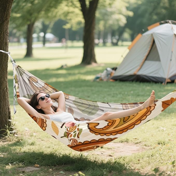 Autumn Paisley Hammocks for Camping with Portabl Carry Bag Portable Hammock Indoor Outdoor Patio