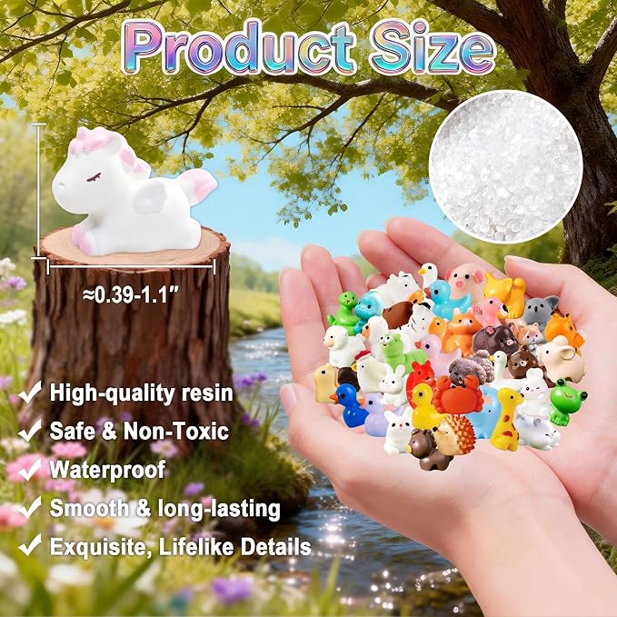 Zerobe Miniature Resin Animal Sets: Tiny Collectible Figurine Bulk Pack (Animal Mix)