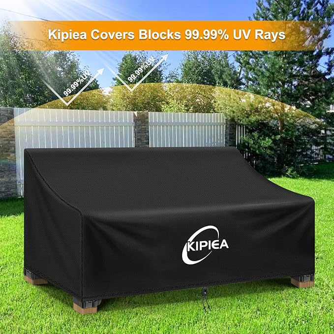 Kipiea Patio Sofa Cover, Heavy Duty Outdoor Couch Covers Waterproof Winter, 3-Seat Patio Furniture Cover Loveseat, Outdoor Sofa Covers with Anti UV and No Tears, No Fading (90"W x 42"D x 31"H)
