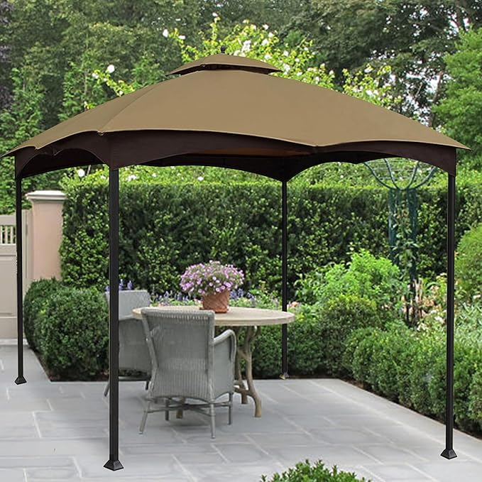 CoastShade Patio 10X12 Replacement Canopy Roof for Lowe's Allen Roth 10X12 Gazebo Backyard Double Top Gazebo(Khaki#GF-12S004B-1)