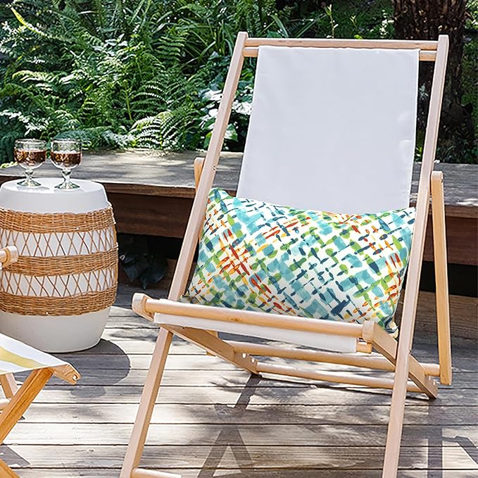 Outdoor Lumbar Pillows 12x20 inch, Rectangle Throw Pillows with Inserts, Decorative Lumbar Cushions for Patio Furniture Garden Couch Home Sofa Office Chair, Pack of 2,Acapa Opal Geometric