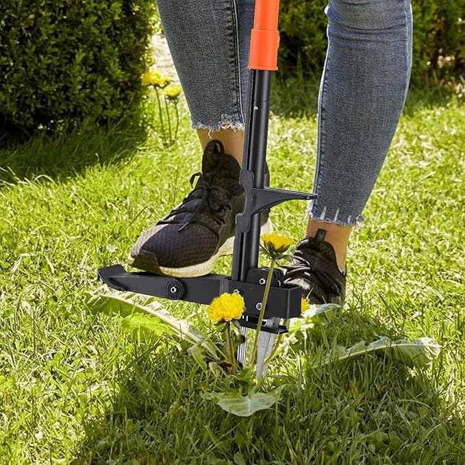 Stand Up Weed Puller Tool - 43" Long Handle Garden Weeder With Foot Pedal, Heavy Duty Steel Claw Weed Remover For Uprooting Dandelions, Thistles, Crabgrass - Garden Yard Lawn Root Grabber Removal