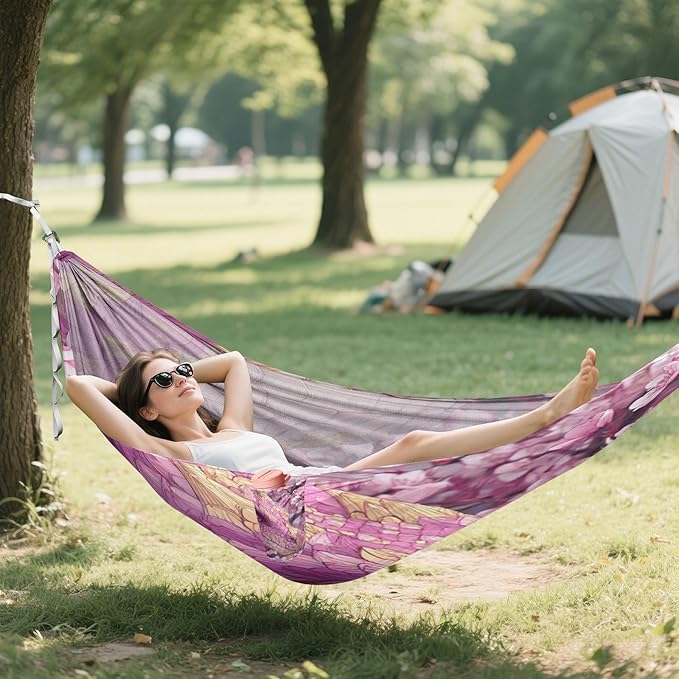 Floral Dragon Head Camping Portable Swing Fabric Hammocks with Tree Straps 330 lbs Capacity for Outside Indoor Travel Garden